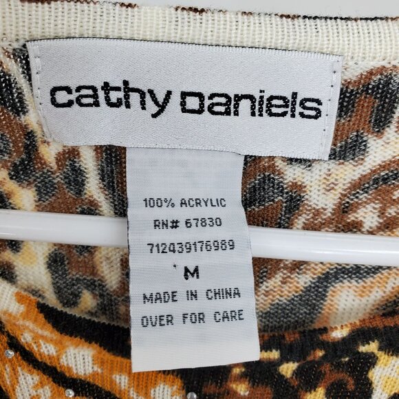 Cathy Daniels Y2K Look Tiger Embellished 3/4 Sleeve Tiger Striped Shirt Medium - Picture 3 of 7